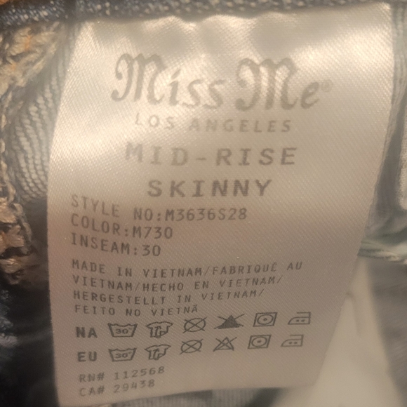 Miss Me Size 27 Mid Rise Skinny Heaven - Picture 6 of 7